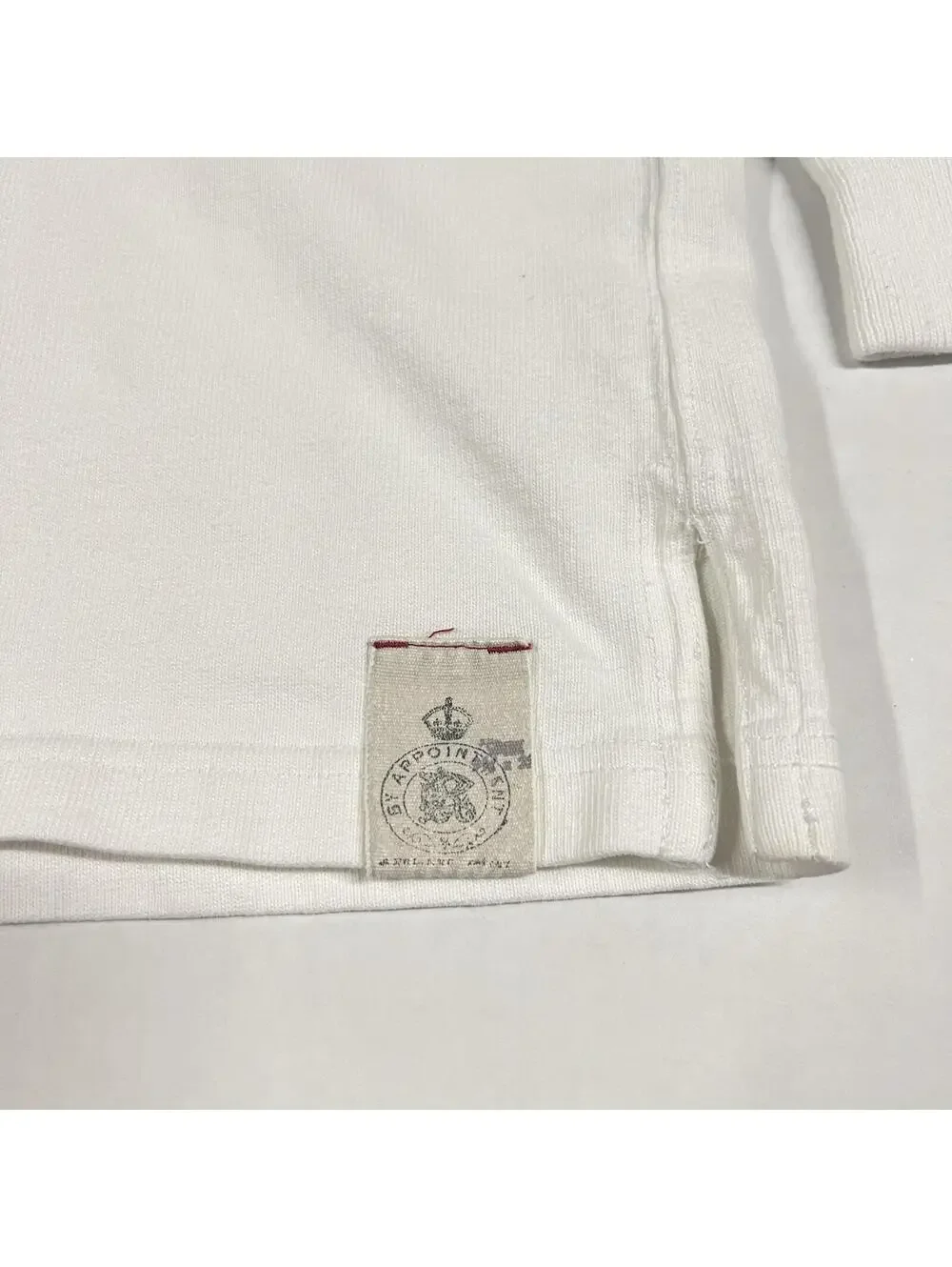 VTG Polo Ralph Lauren Rugby White Longsleeve Shirt Quilted 67 Back Sz XL STAINS